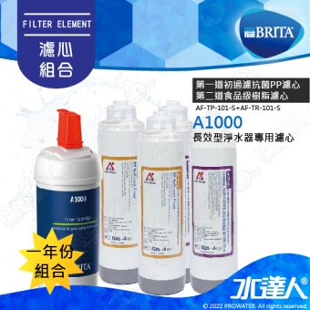 《德國BRITA》 On Line A1000長效型濾芯+ATEC AF前置雙道濾芯組2組│一年份濾芯組