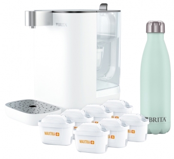 【BRITA 新品上架】德國BRITA Model ONE 瞬熱智能溫控UVC 滅菌開飲機【maxtra+去水垢專家濾芯7入組｜保溫瓶限量版】