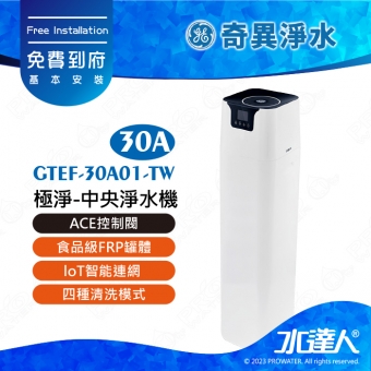 【奇異淨水】GTEF-30A01-TW 極淨-中央淨水機-大(30A)│ACE控制閥│食品級FRP罐體│loT智能連網│四種清洗模式│免費到府安裝