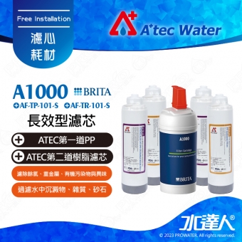 《德國BRITA》 On Line A1000長效型濾芯+ATEC AF前置雙道濾芯組2組│一年份濾芯組