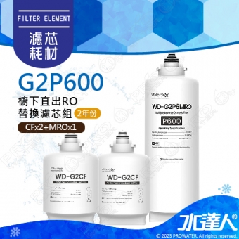 【EVERPURE愛惠浦】 Waterdrop G2P600 專用二年份濾心組 (CF前置濾心2支+MRO濾心1支)│適用G2P600 愛惠浦RO淨水器