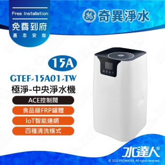 【奇異淨水】GTEF-15A01-TW 極淨-中央淨水機-小(15A)│ACE控制閥│食品級FRP罐體│loT智能連網│四種清洗模式│免費到府安裝