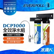 EVERPOLL不鏽鋼單冷龍頭H-118+守護升級全效淨水組DCP-3000(H118+DCP3000)★無鈉離子交換樹脂能去除石灰質及重金屬★享免費到府安裝服務