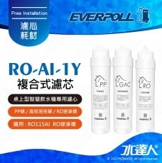 EVERPOLL  RO-115AI/RO115AI 桌上型智慧飲水機 RO逆滲透/純水機/RO機│專用一年份替換濾心│RO-AI-1Y