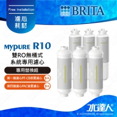 mypure R10《德國BRITA》雙RO無桶式系統專用替換組｜第一道濾心PF-CB前置濾心(3入) + 第四道濾心PAC後置濾心(3入)｜PF-CB+PAC│BRITA 新品濾心