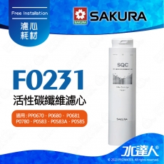 【SAKURA 櫻花】F0231活性碳纖維濾心 ★適用P0670★適用P0583A/P0585 ★適用 P0680/P0681/P0780/P0581第二道 ★過濾大於0.5微米雜質 ★專利濾心卡榫 ★DIY省時省力